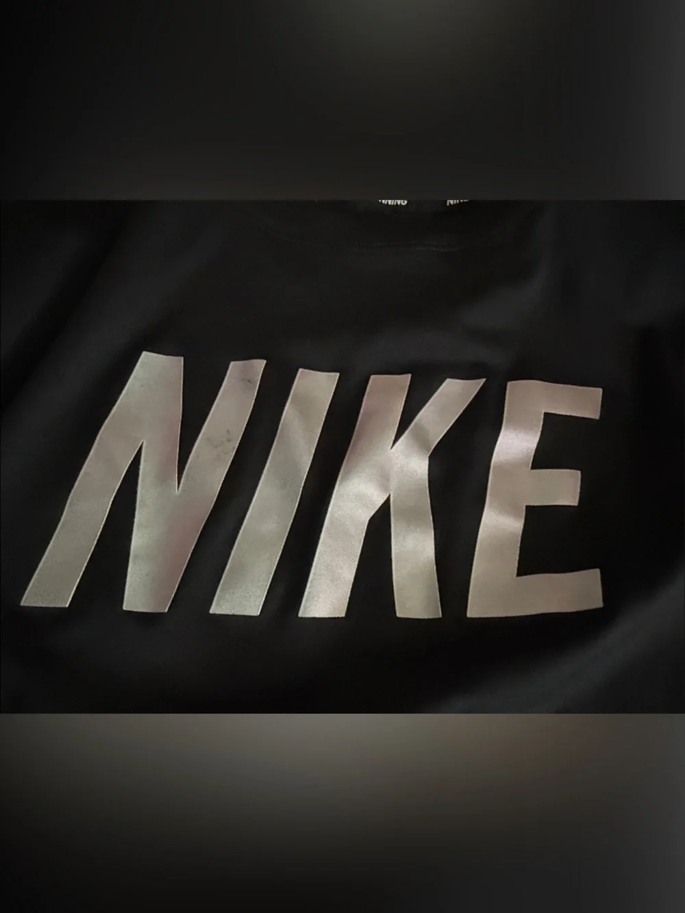 Nike Dri-FIT Running Tee Black Reflective Logo Mesh Performance Small